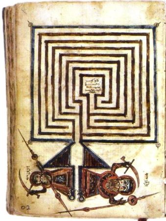 An ancient Syriac manuscript showing the Jericho labyrinth, Library of Beirut, Lebanon.