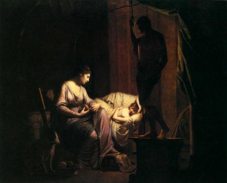 Joseph_Wright_of_Derby._Penelope défaisant sa toile 1785
