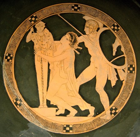 ÁYAX, HIJO DE OILEO SE DISPONE A ARRASTRAR A CASANDR