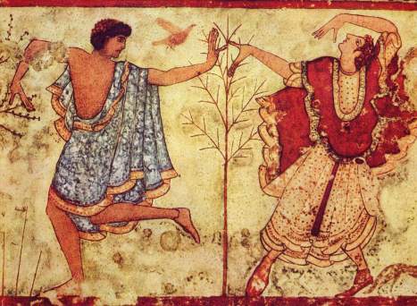 Etruscan dancers in the Tomb of the Triclinium near Tarquinia, Italy (470 BC)