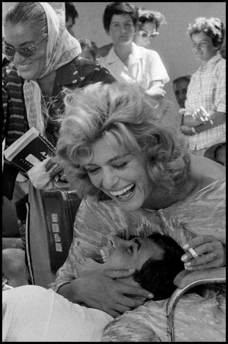 GREECE. Hydra Island. 1961. Greek actress Melina MERCOURI and Anthony PERKINS during the filming of "Phaedra."